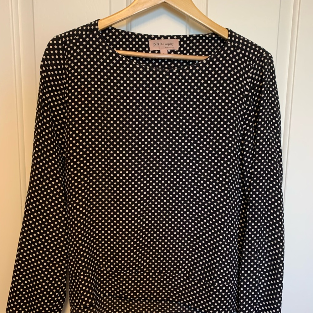 Black/white polka dot blouse